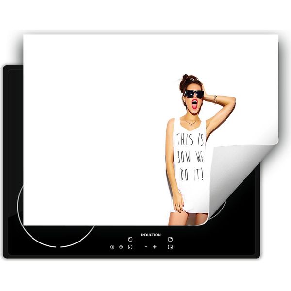 Darhaus Piastra Di Copertura Per Stufa 80X52 Cm Tappetino Antiscivolo Roll-Up, Bianco - Donna-image