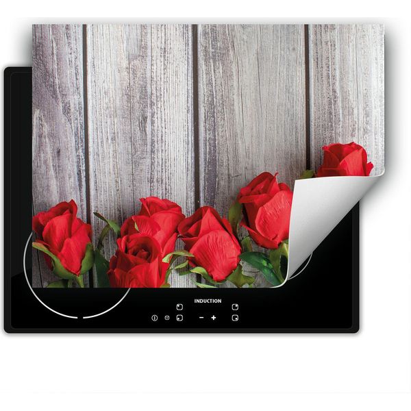 Darhaus Piastra Di Copertura Per Stufa 80X52 Cm Tappetino Antiscivolo Roll-Up, Rosso - Roses-image