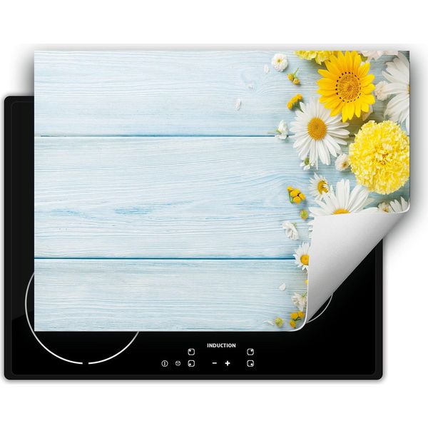 Darhaus Piastra Di Copertura Per Stufa 80X52 Cm Tappetino Antiscivolo Roll-Up, Fiori - Legno-image