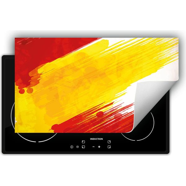 Darhaus Piastra Di Copertura Per Stufa 90X52 Cm Tappetino Antiscivolo Roll-Up, Rosso - Giallo-image