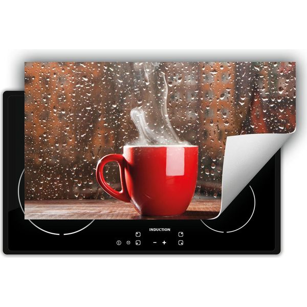 Darhaus Piastra Di Copertura Per Fornelli 90X52 Cm Tappetino Antiscivolo Roll-Up, Gocce - Caffè-image