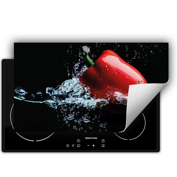 Darhaus Piastra Di Copertura Per Fornelli 90X52 Cm Tappetino Antiscivolo Roll-Up, Nero - Acqua - Paprika-image