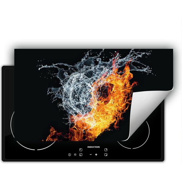 Darhaus Piastra Di Copertura Per Stufe 90X52 Cm Tappetino Antiscivolo Roll-Up, Acqua - Fuoco-image