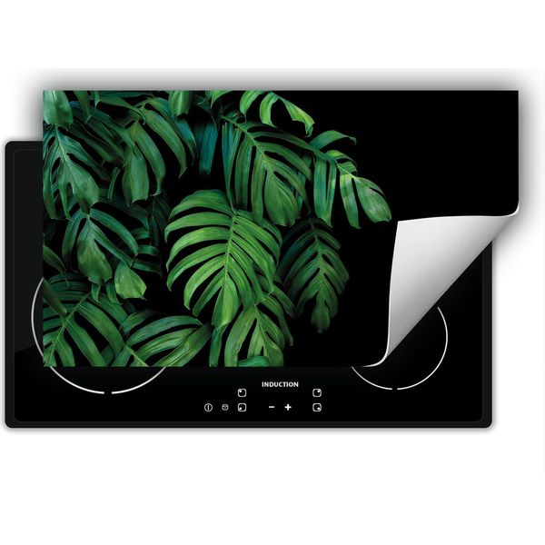 Darhaus Piastra Di Copertura Per Stufa 90X52 Cm Tappetino Antiscivolo Roll-Up, Nero - Monstera-image