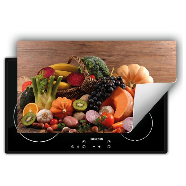 Darhaus Piastra Di Copertura Per Stufa 90X52 Cm Tappetino Antiscivolo Roll-Up, Verdure - Legno-image