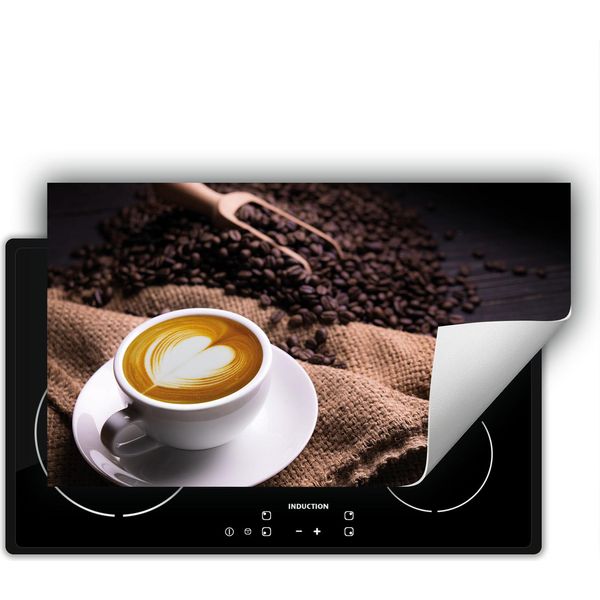 Darhaus Piastra Di Copertura Per Fornelli 90X52 Cm Tappetino Antiscivolo Roll-Up, Caffè - Cuore-image