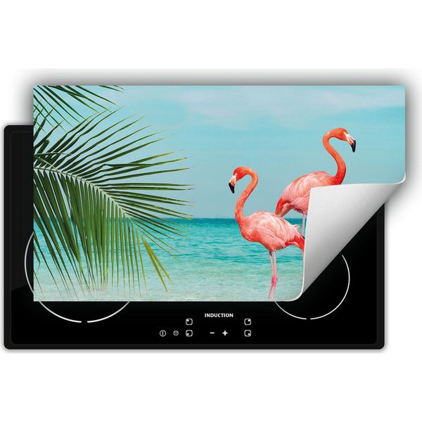 Darhaus Piastra Di Copertura Per Fornelli 90X52 Cm Tappetino Antiscivolo Roll-Up, Spiaggia - Flamingo-image