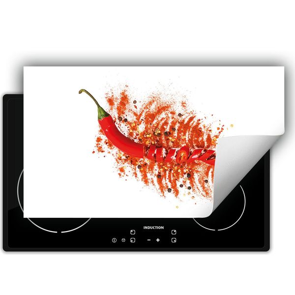 Darhaus Piastra Di Copertura Per Fornelli 90X52 Cm Tappetino Antiscivolo Roll-Up, Rosso - Chilli-image