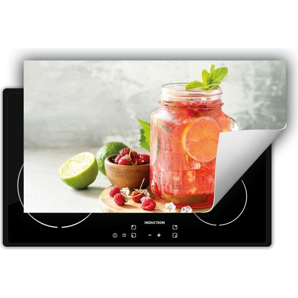 Darhaus Piastra Di Copertura Per Fornelli 90X52 Cm Tappetino Antiscivolo Roll-Up, Acqua - Frutta-image