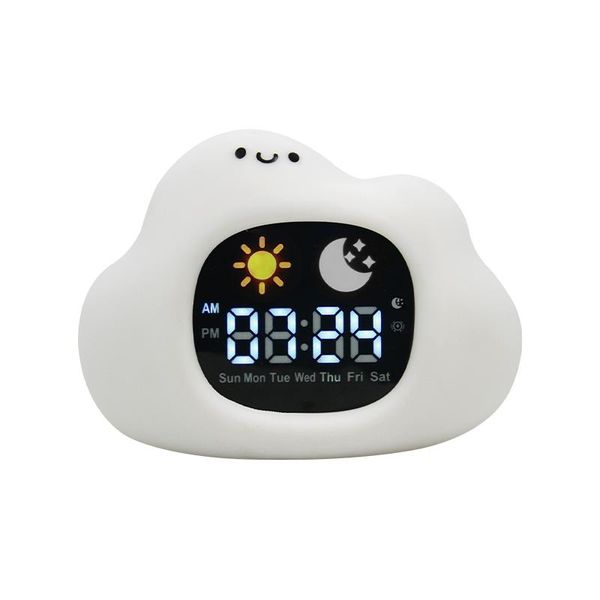 Youha Sleep Trainer E Sveglia Per Bambini - Sveglia Senza Fili Con 8 Colori, Touch Screen E Funzione Luce Notturna - Figura A Nuvola-image
