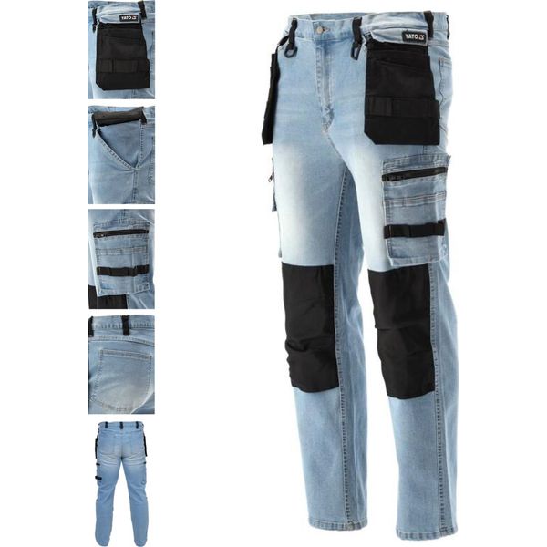 Pantaloni Da Lavoro, Jeans Elasticizzati, Blu/Nero, Taglia M-image