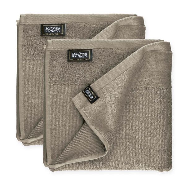 SchöNer Wohnen Set Di 2 Asciugamani Sense Colore Sabbia Dimensioni 50X100-image