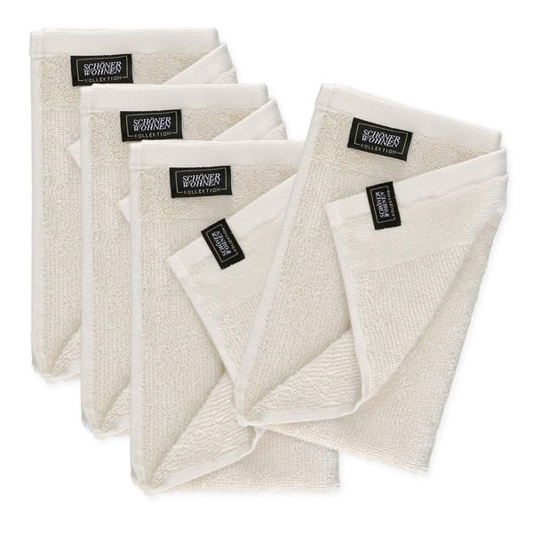 SchöNer Wohnen Set Di 4 Asciugamani Per Ospiti Sense Colore Crema Bianco Dimensioni 30X50-image