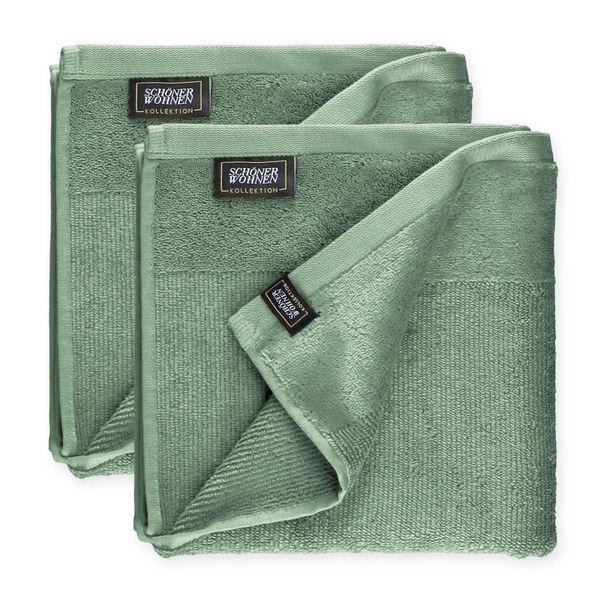 SchöNer Wohnen Set Di 2 Asciugamani Sense Colore Verde Dimensioni 50X100-image
