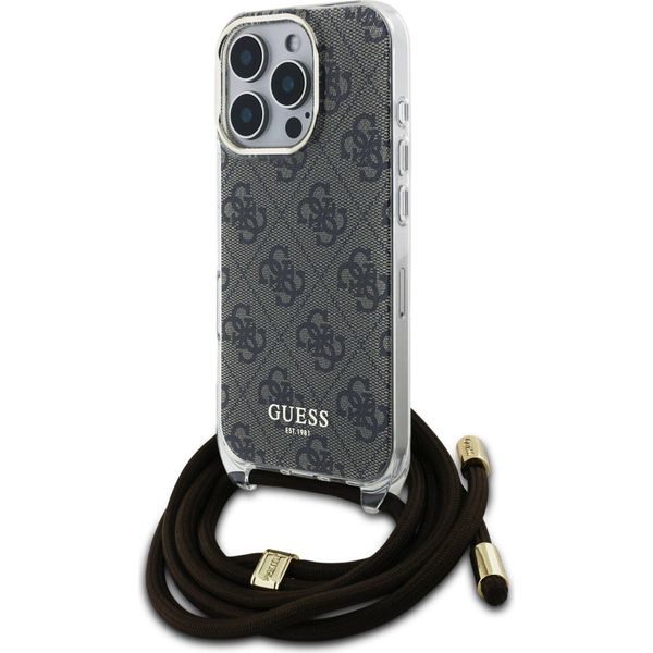 Guess Guhcp16Lhc4Sew Iphone 16 Pro 6.3 BrąZowy/Brown Hardcase Crossbody Cord 4G Print-image