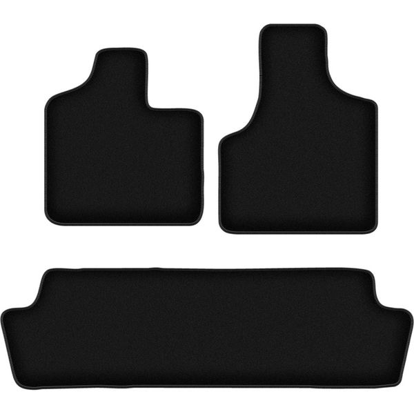 Tappetini In Velluto Per Chrysler Voyager Iv (2000-2008, Minivan) Neri, Set 3 Pz, Con Fissaggi-image