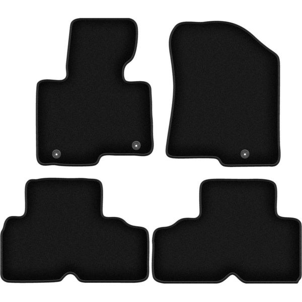 Tappetini In Velluto Per Kia Carens Iv (2013-2018, Minivan) Neri, Set 4 Pz, Con Fissaggi-image