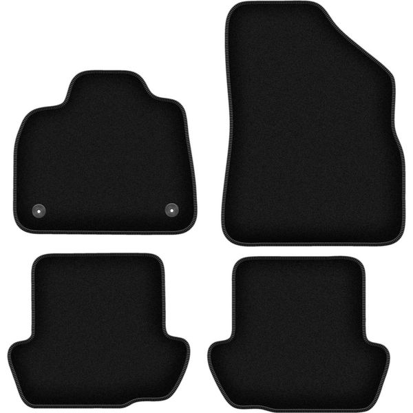 Tappetini In Velluto Per Citroen DS5 (2011-2018, Berlina) Neri, Set 4 Pz, Con Fissaggi-image