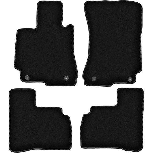 Tappetini In Velluto Per Mercedes W221 (2005-2013, Classe S Berlina Corta) Neri, Set 4 Pz, Con Fissaggi-image