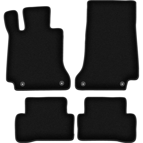 Tappetini In Velluto Per Mercedes C W205 Z PodnóżKiem (2015-, Station Wagon, Berlina) Neri, Set 4 Pz, Con Fissaggi-image