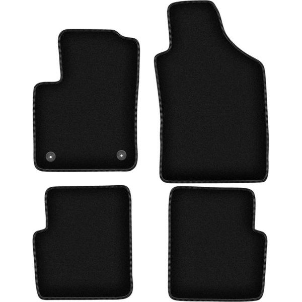 Tappetini In Velluto Per Fiat 500 Fl (2013-2019, Hatchback) Neri, Set 4 Pz, Con Fissaggi-image