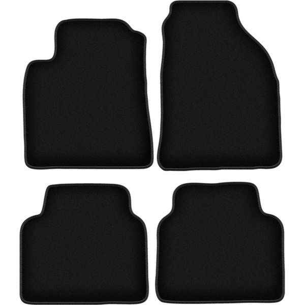 Tappetini In Velluto Per Hyundai Matrix (2001-2010, Minivan) Neri, Set 4 Pz, Con Fissaggi-image