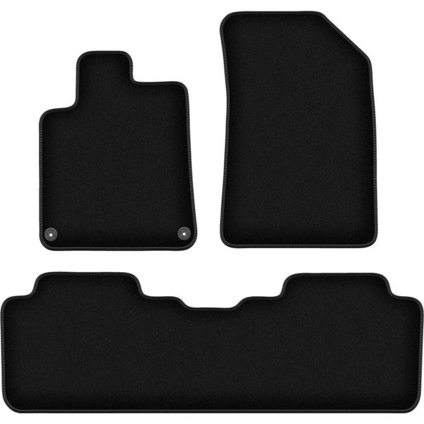 Tappetini In Velluto Per Citroen C5 I (2001-2008, Station Wagon, Berlina) Neri, Set 3 Pz, Con Fissaggi-image