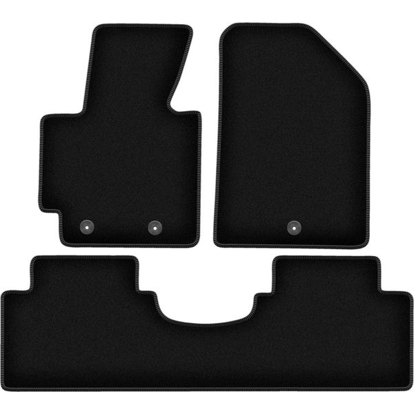 Tappetini In Velluto Per Kia Soul Ii (2013-, Minivan) Neri, Set 3 Pz, Con Fissaggi-image