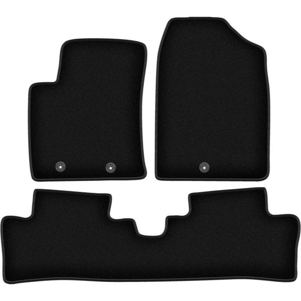 Tappetini In Velluto Per Hyundai I10 Ii (2013-, Hatchback) Neri, Set 3 Pz, Con Fissaggi-image