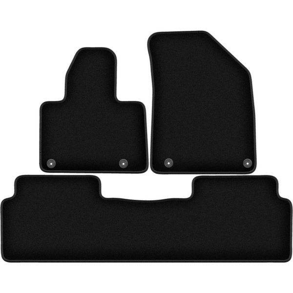 Tappetini In Velluto Per Citroen C5 Iii X7 (2008-2017, Liftback, Berlina, Station Wagon, Tourer) Neri, Set 3 Pz, Con Fissaggi-image