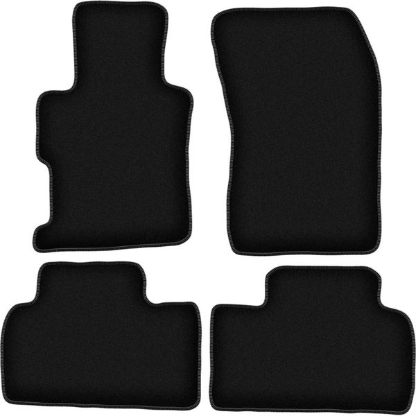Tappetini In Velluto Per Honda Civic Ix (2011-2016, Berlina) Neri, Set 4 Pz, Con Fissaggi-image