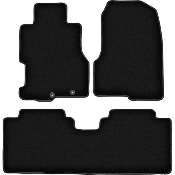 Tappetini In Velluto Per Honda Civic Vii (2001-2007, 5 Porte) Neri, Set 3 Pz, Con Fissaggi-image