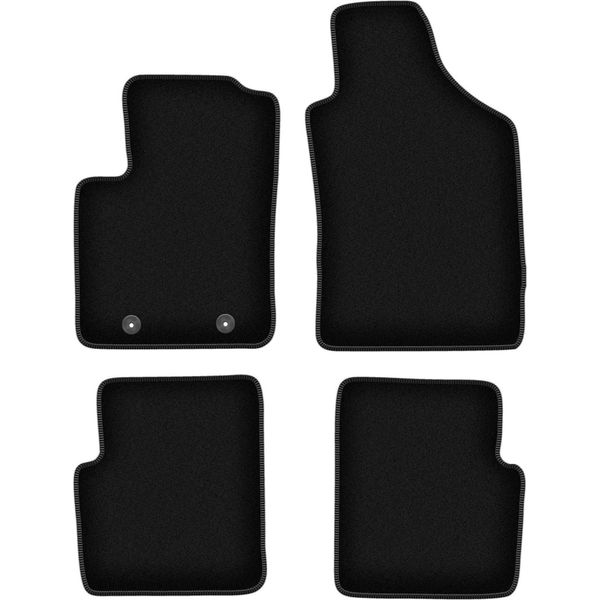 Tappetini In Velluto Per Fiat 500 (2007-2013, Cabrio, Hatchback) Neri, Set 4 Pz, Con Fissaggi-image