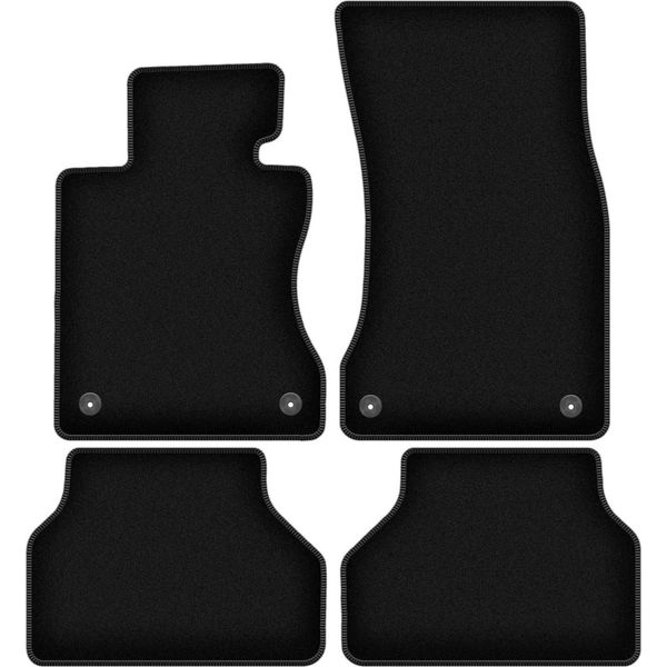 Tappetini In Velluto Per Bmw 5 E60 Rzepy (2003-2010, Berlina) Neri, Set 4 Pz, Con Fissaggi-image