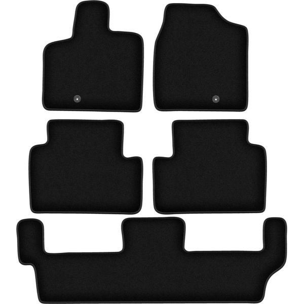 Tappetini In Velluto Per Dodge Grand Caravan Iv (2008-2016, 7 Posti) Neri, Set 5 Pz, Con Fissaggi-image