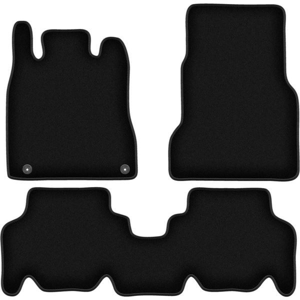 Tappetini In Velluto Per Mercedes W168 Z łApką (1997-2004, Hatchback) Neri, Set 3 Pz, Con Fissaggi-image