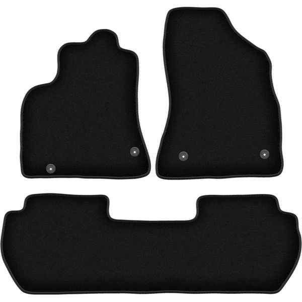 Tappetini In Velluto Per Citroen Berlingo Ii (2008-2018, Multispace) Neri, Set 3 Pz, Con Fissaggi-image