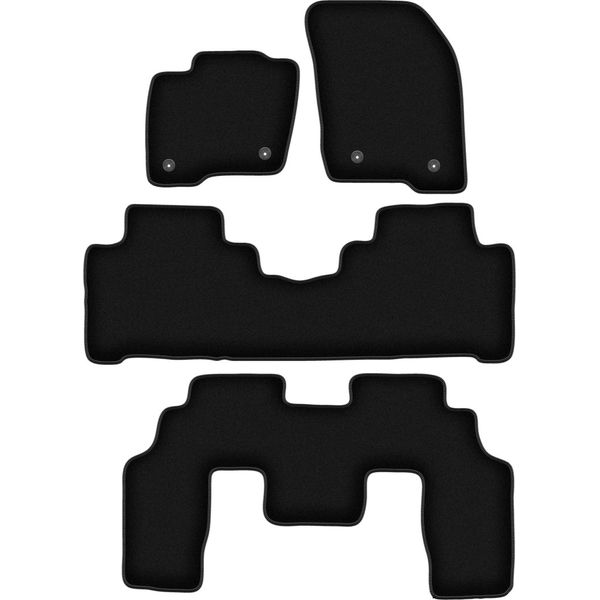Tappetini In Velluto Per Ford S-MAX MK2 (2015-, 7 Posti) Neri, Set 4 Pz, Con Fissaggi-image