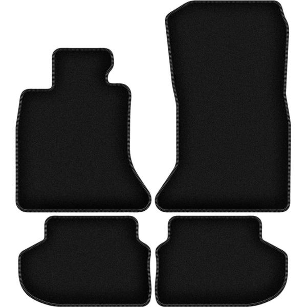 Tappetini In Velluto Per Bmw 5 F10 Fl (2013-2017, Berlina) Neri, Set 4 Pz, Con Fissaggi-image