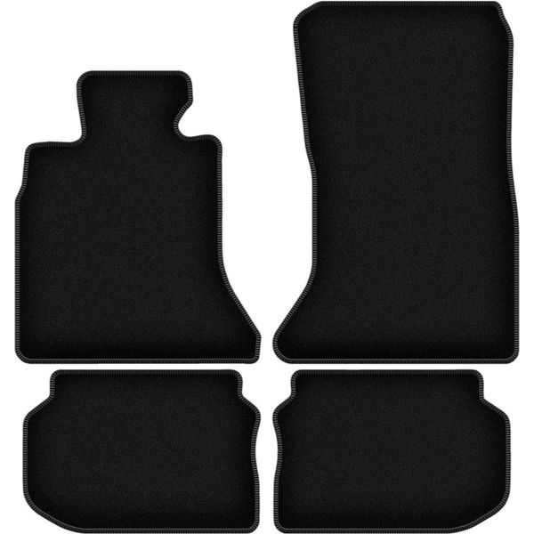 Tappetini In Velluto Per Bmw 5 F11 (2010-2013, Station Wagon, Touring) Neri, Set 4 Pz, Con Fissaggi-image