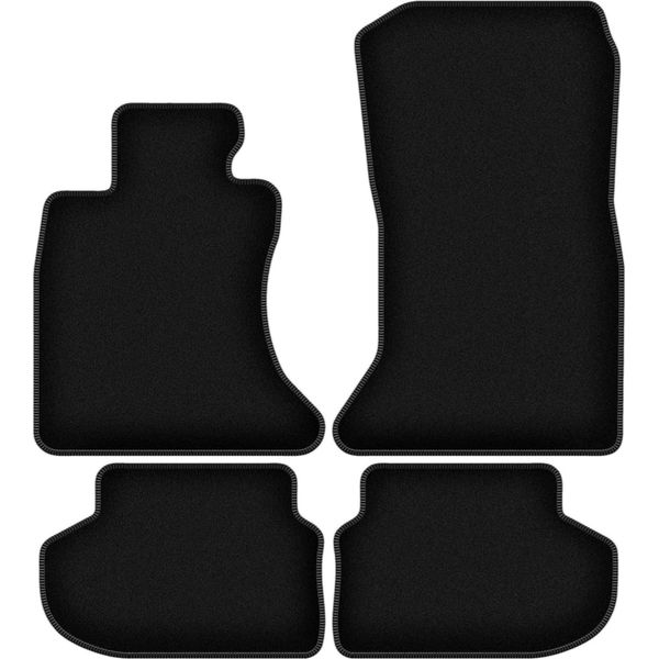Tappetini In Velluto Per Bmw 5 F10 Fl Xdrive (2013-2017, Berlina) Neri, Set 4 Pz, Con Fissaggi-image