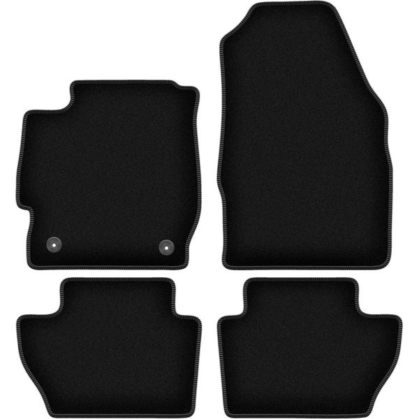 Tappetini In Velluto Per Ford Ka+ (2014-, Hatchback) Neri, Set 4 Pz, Con Fissaggi-image