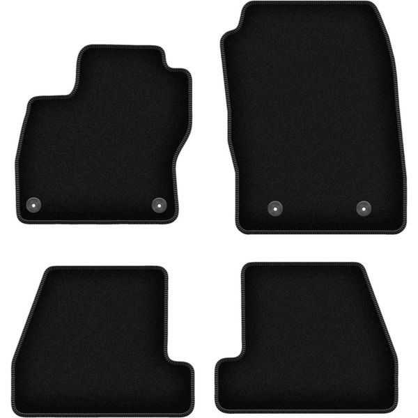 Tappetini In Velluto Per Ford Focus MK3 Fl (2017-2020, Berlina, Station Wagon, Hatchback) Neri, Set 4 Pz, Con Fissaggi-image