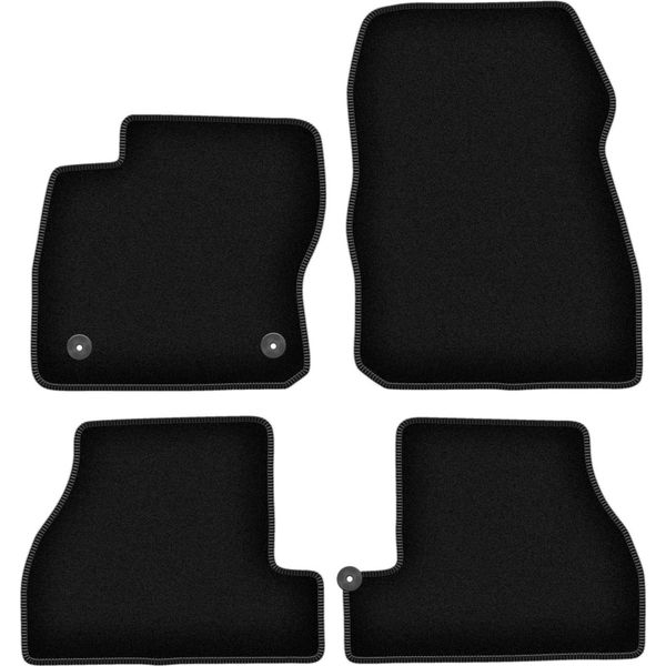 Tappetini In Velluto Per Ford Focus MK3 Usa (2010-2019, Berlina, Station Wagon) Neri, Set 4 Pz, Con Fissaggi-image