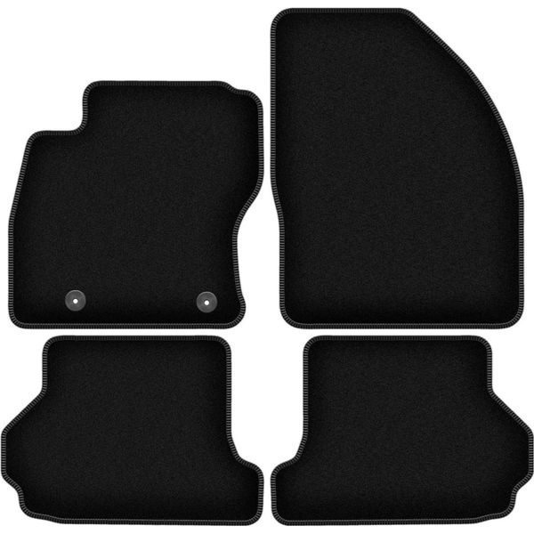 Tappetini In Velluto Per Ford Focus MK2 (2006-2010, Cabriolet) Neri, Set 4 Pz, Con Fissaggi-image