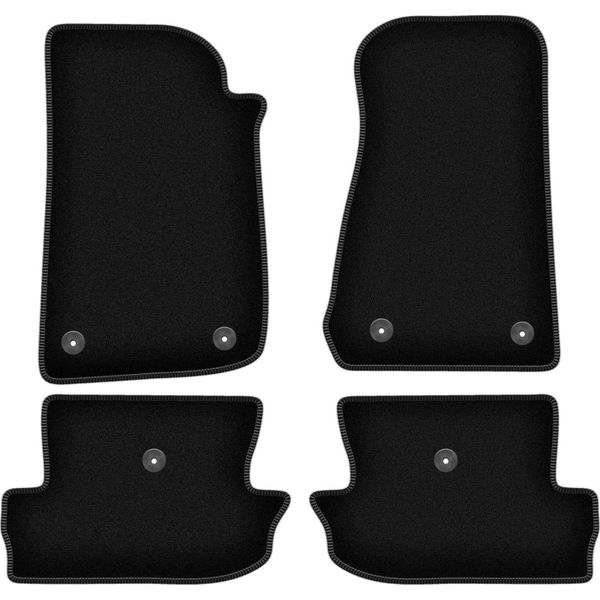 Tappetini In Velluto Per Jeep Wrangler Iv (2017-, Fuoristrada) Neri, Set 4 Pz, Con Fissaggi-image