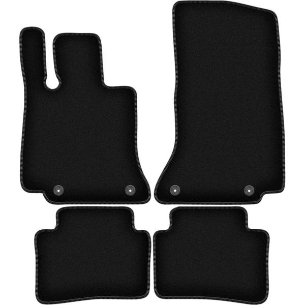 Tappetini In Velluto Per Mercedes C-Klasa W206 (2021-, Berlina, Station Wagon) Neri, Set 4 Pz, Con Fissaggi-image