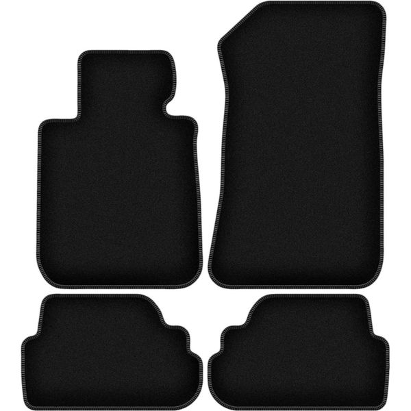 Tappetini In Velluto Per Bmw 1 E88 (2004-2011, Cabriolet) Neri, Set 4 Pz, Con Fissaggi-image