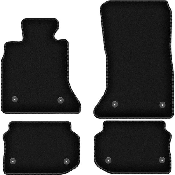 Tappetini In Velluto Per Bmw 5 F11 (2010-2013, Station Wagon (Touring) (Velcro)) Neri, Set 4 Pz, Con Fissaggi-image