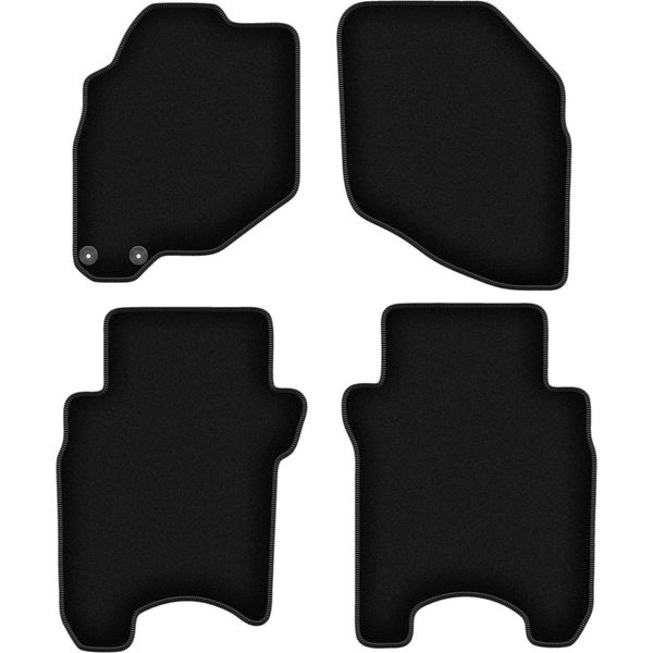 Tappetini In Velluto Per Honda Jazz Ii (2002-2007, Hatchback) Neri, Set 4 Pz, Con Fissaggi-image